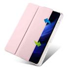 For Xiaomi Pad 7 / 7 Pro 3-fold Clear TPU Smart Leather Tablet Case with Pen Slot(Sand Pink) - 2