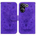 For Tecno Camon 20 Pro 5G Butterfly Rose Embossed Leather Phone Case(Purple) - 1