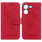 For Tecno Pova 5 Butterfly Rose Embossed Leather Phone Case(Red) - 1