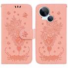 For Tecno Spark 10 5G Butterfly Rose Embossed Leather Phone Case(Pink) - 1