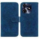 For Tecno Spark 10 Pro Butterfly Rose Embossed Leather Phone Case(Blue) - 1