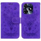 For Tecno Spark 10 Pro Butterfly Rose Embossed Leather Phone Case(Purple) - 1