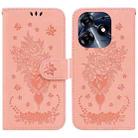 For Tecno Spark 10 Pro Butterfly Rose Embossed Leather Phone Case(Pink) - 1