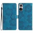 For Honor 50 Flower Embossing Pattern Leather Phone Case(Blue) - 1