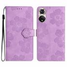 For Honor 50 Flower Embossing Pattern Leather Phone Case(Purple) - 1