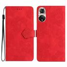 For Honor 50 Flower Embossing Pattern Leather Phone Case(Red) - 1