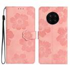 For Honor 50 Lite Flower Embossing Pattern Leather Phone Case(Pink) - 1