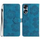 For Honor 70 Flower Embossing Pattern Leather Phone Case(Blue) - 1