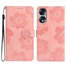 For Honor 70 Flower Embossing Pattern Leather Phone Case(Pink) - 1