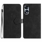 For Honor 70 Flower Embossing Pattern Leather Phone Case(Black) - 1