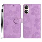 For Honor X7 / Play 30 Plus Flower Embossing Pattern Leather Phone Case(Purple) - 1