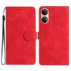 For Honor X7 / Play 30 Plus Flower Embossing Pattern Leather Phone Case(Red) - 1