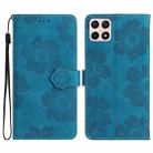 For Honor X8 / X30i Flower Embossing Pattern Leather Phone Case(Blue) - 1