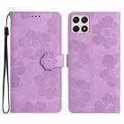 For Honor X8 / X30i Flower Embossing Pattern Leather Phone Case(Purple) - 1