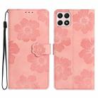 For Honor X8 / X30i Flower Embossing Pattern Leather Phone Case(Pink) - 1