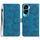 For Honor 90 Lite Flower Embossing Pattern Leather Phone Case(Blue) - 1