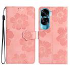 For Honor 90 Lite Flower Embossing Pattern Leather Phone Case(Pink) - 1