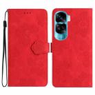 For Honor 90 Lite Flower Embossing Pattern Leather Phone Case(Red) - 1