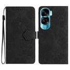 For Honor 90 Lite Flower Embossing Pattern Leather Phone Case(Black) - 1