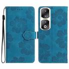 For Honor 90 Pro Flower Embossing Pattern Leather Phone Case(Blue) - 1