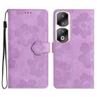 For Honor 90 Pro Flower Embossing Pattern Leather Phone Case(Purple) - 1