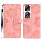 For Honor 90 Pro Flower Embossing Pattern Leather Phone Case(Pink) - 1