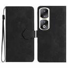 For Honor 90 Pro Flower Embossing Pattern Leather Phone Case(Black) - 1
