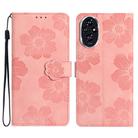 For Honor 200 Flower Embossing Pattern Leather Phone Case(Pink) - 1