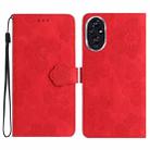 For Honor 200 Flower Embossing Pattern Leather Phone Case(Red) - 1