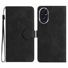 For Honor 200 Flower Embossing Pattern Leather Phone Case(Black) - 1