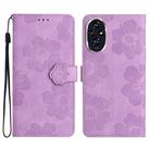 For Honor 200 Pro Flower Embossing Pattern Leather Phone Case(Purple) - 1