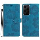 For Honor 200 Lite Global Flower Embossing Pattern Leather Phone Case(Blue) - 1