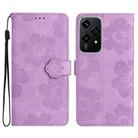 For Honor 200 Lite Global Flower Embossing Pattern Leather Phone Case(Purple) - 1