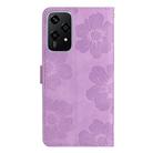 For Honor 200 Lite Global Flower Embossing Pattern Leather Phone Case(Purple) - 3