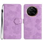 For Honor Magic7 Pro Flower Embossing Pattern Leather Phone Case(Purple) - 1