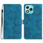 For Honor 400 Lite Global Flower Embossing Pattern Leather Phone Case(Blue) - 1
