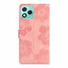 For Honor 400 Lite Global Flower Embossing Pattern Leather Phone Case(Pink) - 3