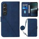 For Sony Xperia 1 V Crossbody 3D Embossed Flip Leather Phone Case(Blue) - 1