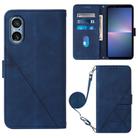 For Sony Xperia 5 V Crossbody 3D Embossed Flip Leather Phone Case(Blue) - 1