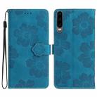 For Huawei P30 Flower Embossing Pattern Leather Phone Case(Blue) - 1