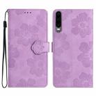 For Huawei P30 Flower Embossing Pattern Leather Phone Case(Purple) - 1