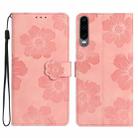 For Huawei P30 Flower Embossing Pattern Leather Phone Case(Pink) - 1