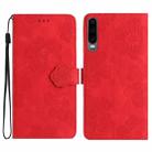 For Huawei P30 Flower Embossing Pattern Leather Phone Case(Red) - 1