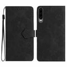 For Huawei P30 Flower Embossing Pattern Leather Phone Case(Black) - 1