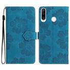 For Huawei P30 lite Flower Embossing Pattern Leather Phone Case(Blue) - 1