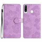 For Huawei P30 lite Flower Embossing Pattern Leather Phone Case(Purple) - 1