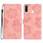 For Huawei P30 lite Flower Embossing Pattern Leather Phone Case(Pink) - 1