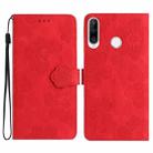 For Huawei P30 lite Flower Embossing Pattern Leather Phone Case(Red) - 1