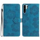 For Huawei P30 Pro Flower Embossing Pattern Leather Phone Case(Blue) - 1