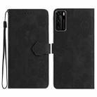 For Huawei P40 Flower Embossing Pattern Leather Phone Case(Black) - 1